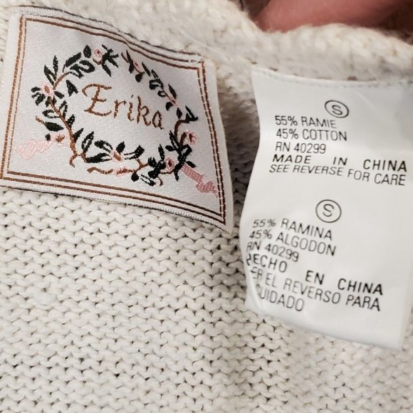 Vintage 90s Cream Sweater Vest Embroidered Paisley Burgandy Sz S/M - Picture 5 of 6